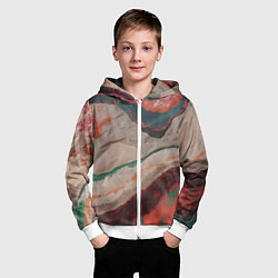 Толстовка на молнии детская Абстракция из бумаги и краски, цвет: 3D-белый — фото 2