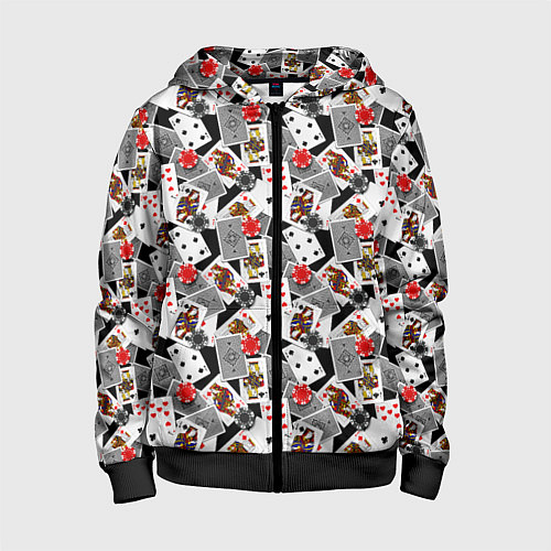Детская толстовка на молнии Карты и фишки / 3D-Черный – фото 1