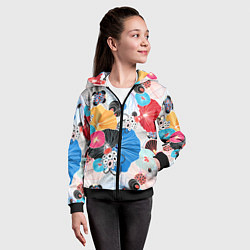 Толстовка на молнии детская Цветы - абстрактные узоры, цвет: 3D-черный — фото 2