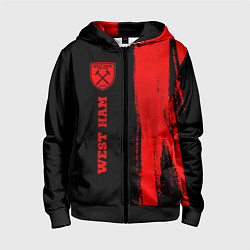 Толстовка на молнии детская West Ham - red gradient по-вертикали, цвет: 3D-черный