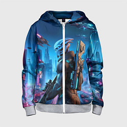 Детская толстовка на молнии Mass Effect - neon glow fantastic