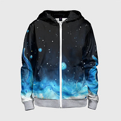 Толстовка на молнии детская Синяя светящееся краска, цвет: 3D-меланж