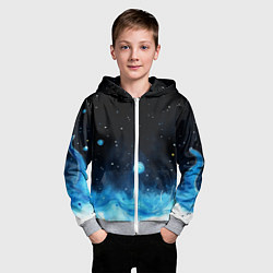 Толстовка на молнии детская Синяя светящееся краска, цвет: 3D-меланж — фото 2