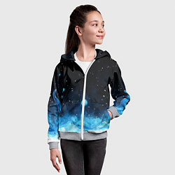 Толстовка на молнии детская Синяя светящееся краска, цвет: 3D-меланж — фото 2