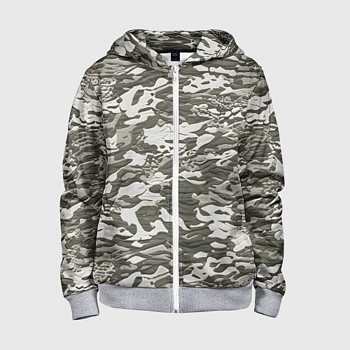 Детская толстовка на молнии Фактурный камуфляж / 3D-Меланж – фото 1