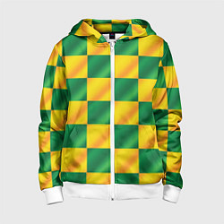 Детская толстовка на молнии Желтый и зеленый геометрический паттерн