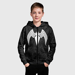 Толстовка на молнии детская Знак венома с текстурой симбиота, цвет: 3D-черный — фото 2