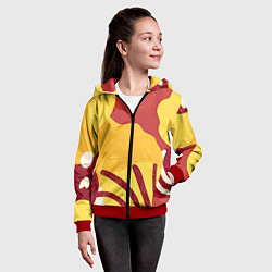 Толстовка на молнии детская Жаркий африканский паттерн, цвет: 3D-красный — фото 2