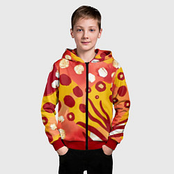 Толстовка на молнии детская Африканский паттерн, цвет: 3D-красный — фото 2