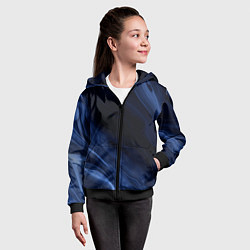 Толстовка на молнии детская Тёмный синий абстракция дымчатый, цвет: 3D-черный — фото 2