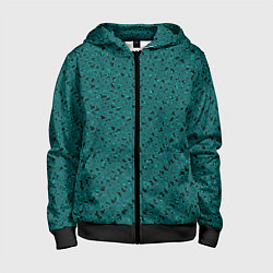 Детская толстовка на молнии Тёмный бирюзовый с чёрным текстура