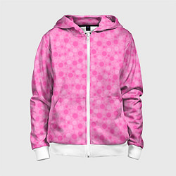 Толстовка на молнии детская Малиново розовые пузыри и горохи, цвет: 3D-белый