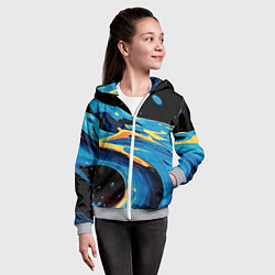 Толстовка на молнии детская Синяя волна из красок, цвет: 3D-меланж — фото 2