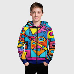 Толстовка на молнии детская Кислая геометрия, цвет: 3D-синий — фото 2