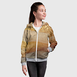 Толстовка на молнии детская Бежевые блестяшки текстура, цвет: 3D-меланж — фото 2