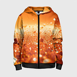 Толстовка на молнии детская Оранжевые блестящие частицы текстура, цвет: 3D-черный