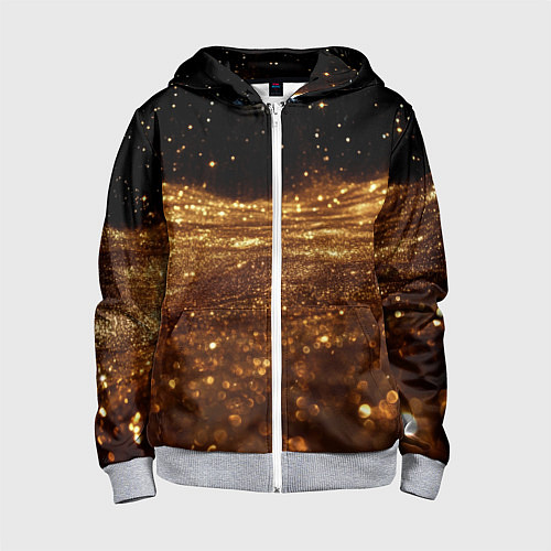 Детская толстовка на молнии Золотистые крупицы на черном / 3D-Меланж – фото 1