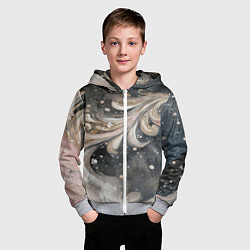 Толстовка на молнии детская Бежевый объемный узор, цвет: 3D-меланж — фото 2