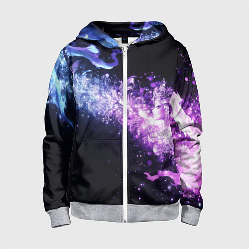 Детская толстовка на молнии Фиолетово-синяя абстрактная волна / 3D-Меланж – фото 1