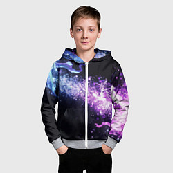 Толстовка на молнии детская Фиолетово-синяя абстрактная волна, цвет: 3D-меланж — фото 2