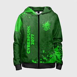 Толстовка на молнии детская Cyberpunk 2077 - green gradient вертикально, цвет: 3D-черный