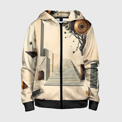 Детская толстовка на молнии Архитектурный сюр / 3D-Черный – фото 1