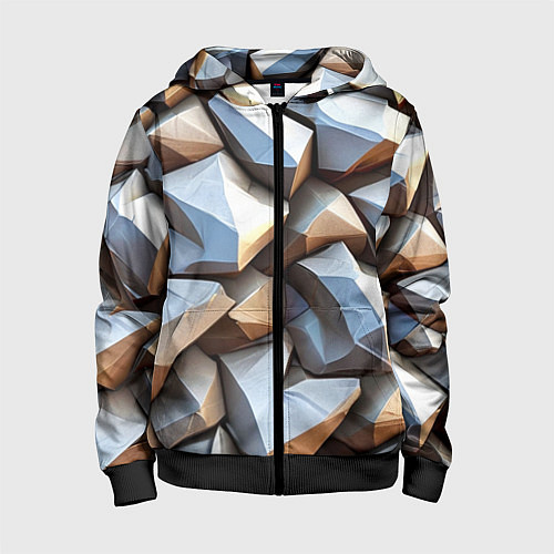 Детская толстовка на молнии Каменно металлическая абстракция / 3D-Черный – фото 1