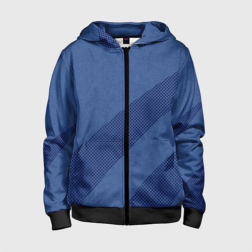 Детская толстовка на молнии Синий текстурный с полосой / 3D-Черный – фото 1