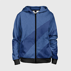 Толстовка на молнии детская Синий текстурный с полосой, цвет: 3D-черный