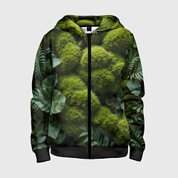Детская толстовка на молнии Зеленый мох и листья