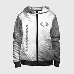 Детская толстовка на молнии SsangYong - white gradient вертикально