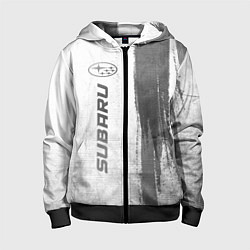 Толстовка на молнии детская Subaru - white gradient по-вертикали, цвет: 3D-черный