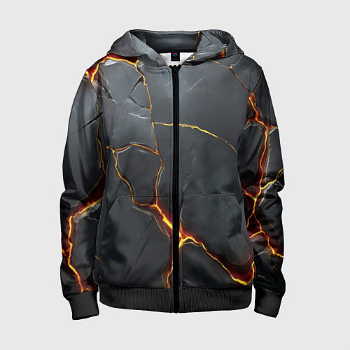 Детская толстовка на молнии Серая текстура с золотым изломом / 3D-Черный – фото 1