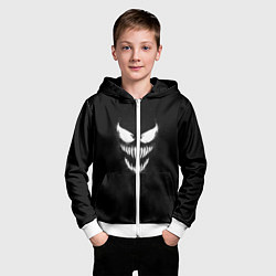 Толстовка на молнии детская Веном во тьме, цвет: 3D-белый — фото 2