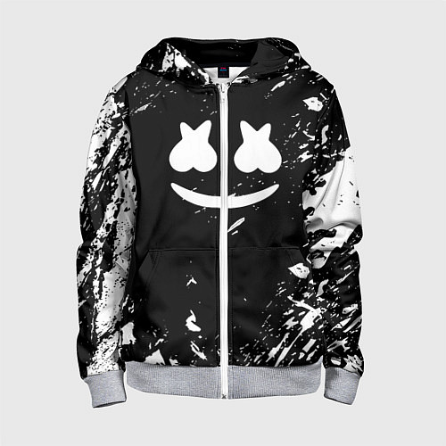 Детская толстовка на молнии Marshmello брызги красок / 3D-Меланж – фото 1