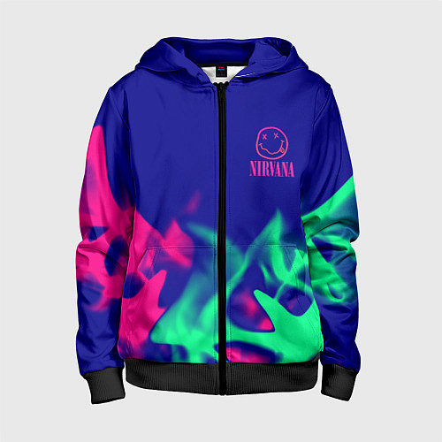 Детская толстовка на молнии Nirvana fire neon / 3D-Черный – фото 1