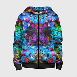 Толстовка на молнии детская Абстракция стекло узор, цвет: 3D-черный