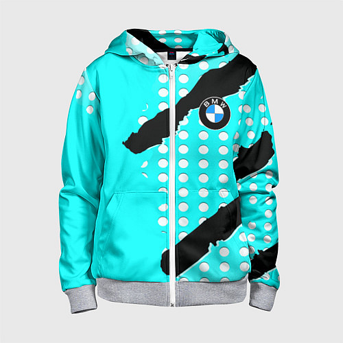 Детская толстовка на молнии BMW sport краски / 3D-Меланж – фото 1