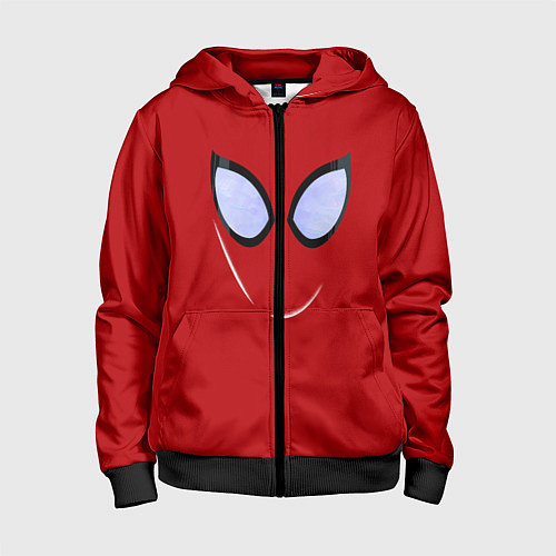 Детская толстовка на молнии Человек паук глаза питера / 3D-Черный – фото 1