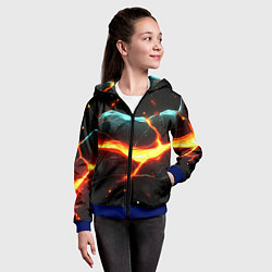 Толстовка на молнии детская Лава в черной текстуре, цвет: 3D-синий — фото 2