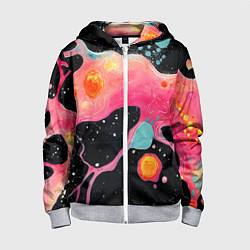 Детская толстовка на молнии Розовая текстура в черном