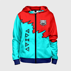 Детская толстовка на молнии Ведьмак краски логотип