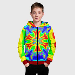 Толстовка на молнии детская Неоновая психоделика узор, цвет: 3D-красный — фото 2