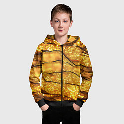Толстовка на молнии детская Золотая текстура с блестками, цвет: 3D-черный — фото 2