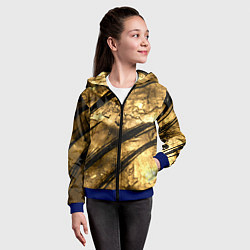 Толстовка на молнии детская Золото с черной текстурой, цвет: 3D-синий — фото 2