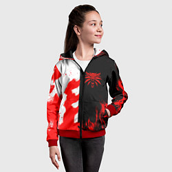 Толстовка на молнии детская Ведьмак огненный, цвет: 3D-красный — фото 2