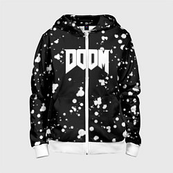 Толстовка на молнии детская Doom белые краски всплеск, цвет: 3D-белый