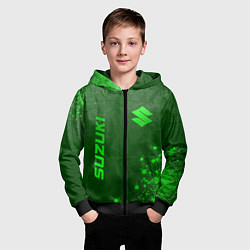 Толстовка на молнии детская Suzuki - green gradient вертикально, цвет: 3D-черный — фото 2