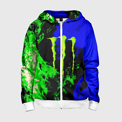 Детская толстовка на молнии Monster energy кислотный огонь