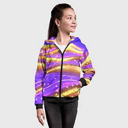 Толстовка на молнии детская Блестящая волнистая текстура, цвет: 3D-черный — фото 2